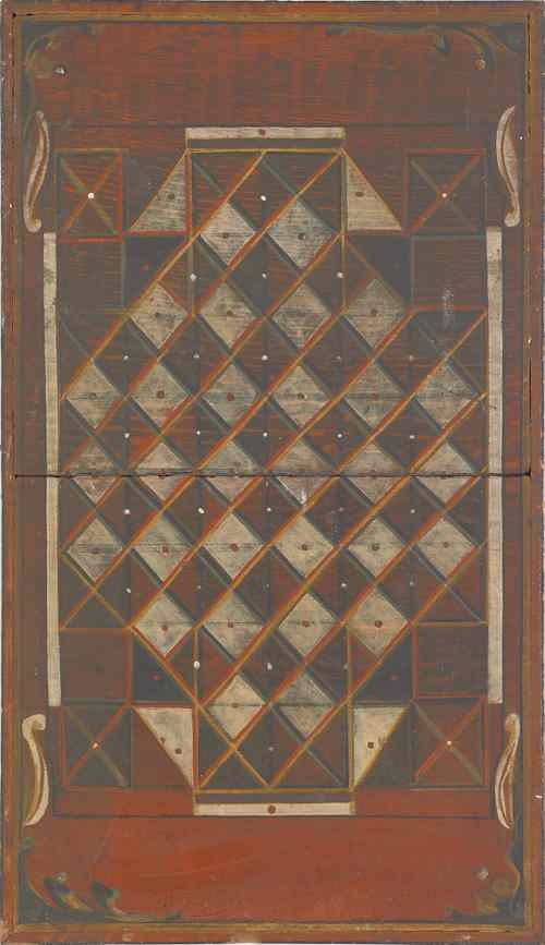 Appraisal: Painted double-sided gameboard early th c x