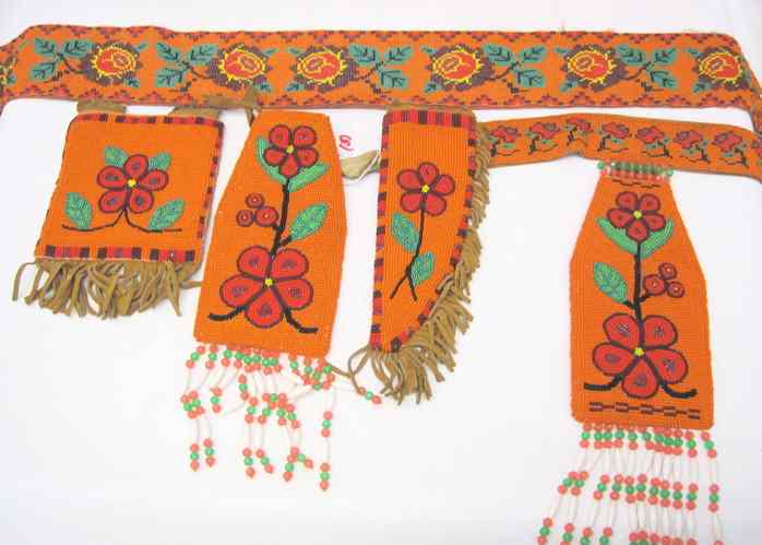 Appraisal: KAREN NATEWA Dakota Sioux Native American three beadwork pieces all