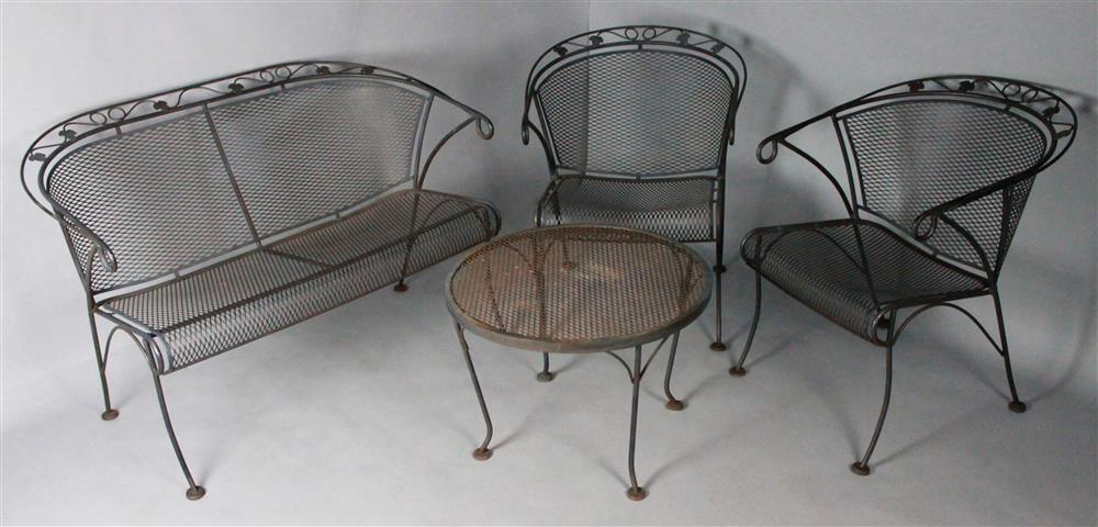 Appraisal: GROUP OF GARDEN FURNITURE INCLUDING A SETTEE TWO ARMCHAIRS AND