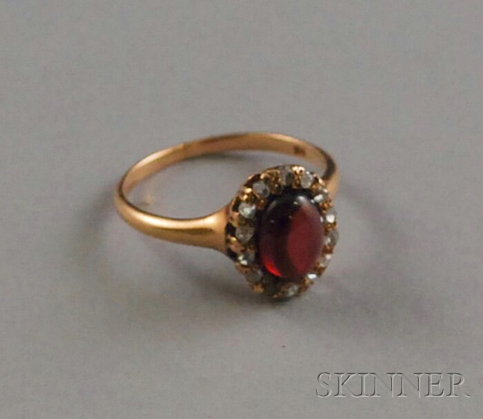 Appraisal: kt Gold Red Gemstone and Diamond Ring total dwt size