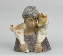 Appraisal: Lladro Boy With Goat Boy With Goat Glazed porcelain figure