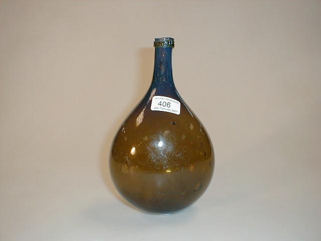 Appraisal: An thC two colour glass flask with ringed neck