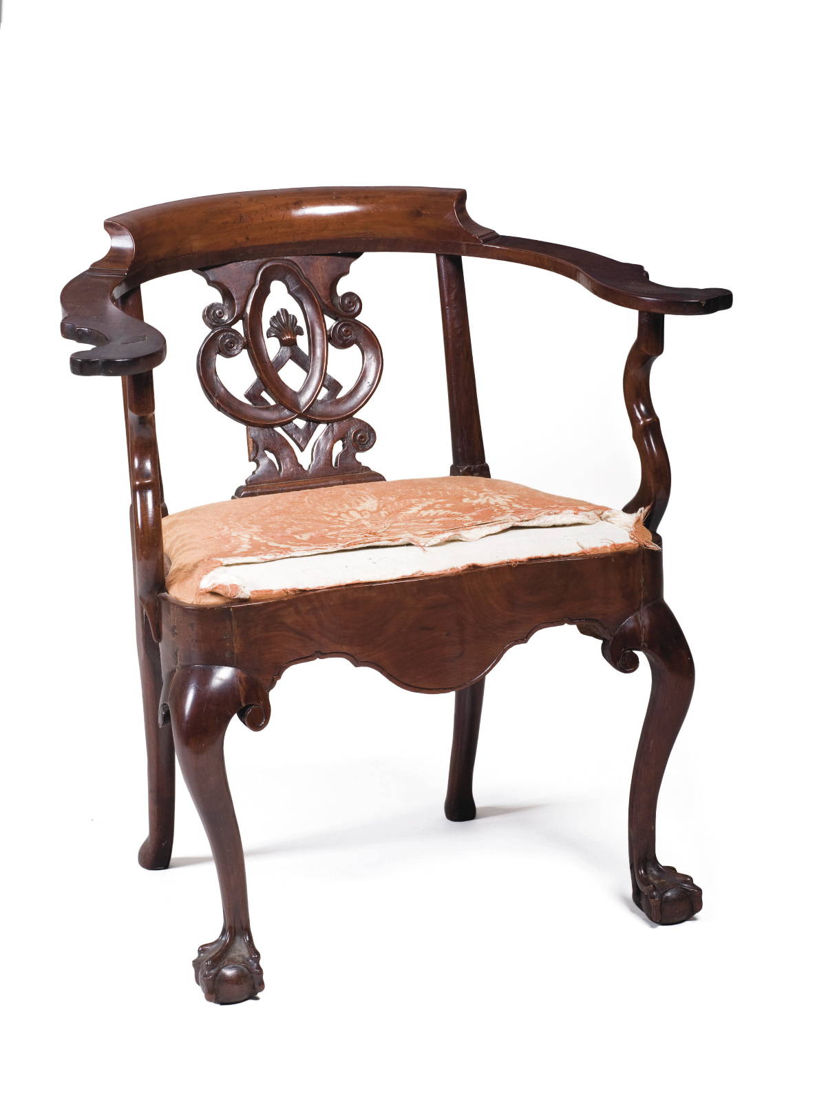 Appraisal: CHIPPENDALE CARVED MAHOGANY ROUNDABOUT CHAIR