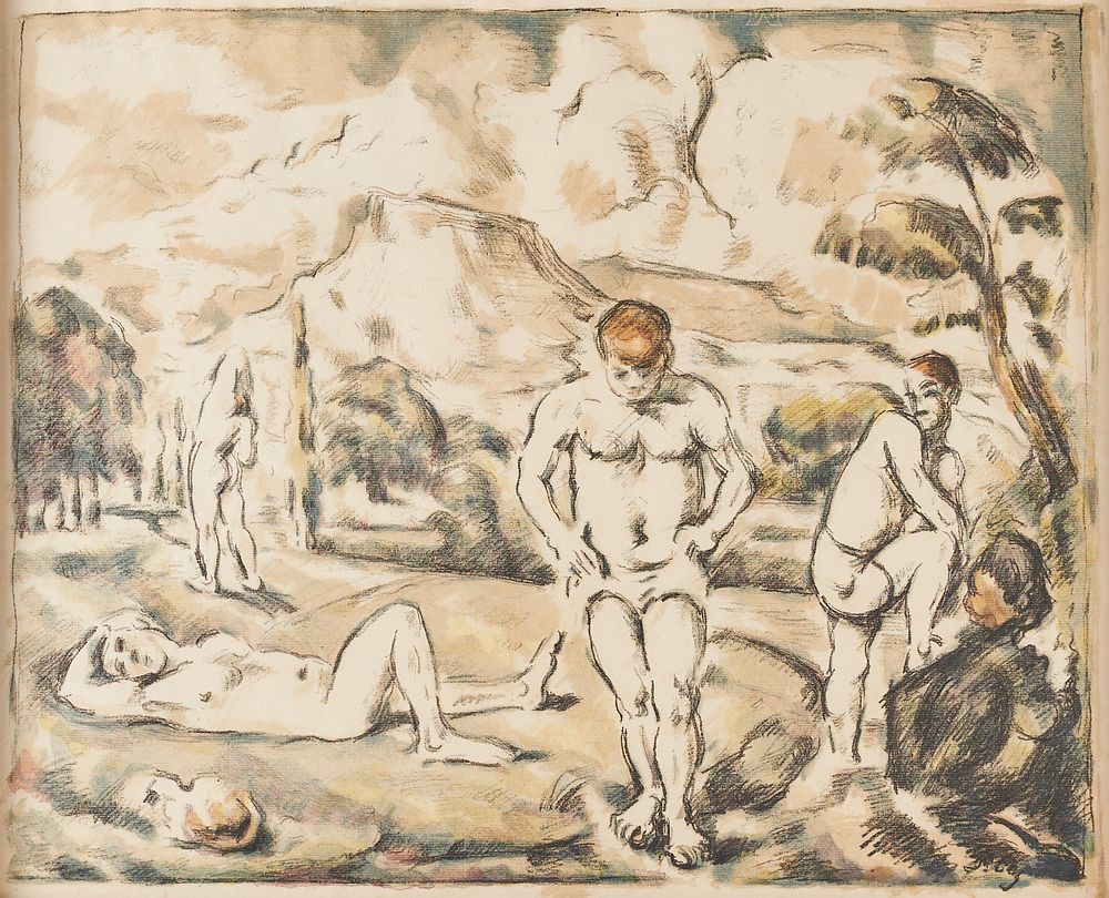 Appraisal: Paul Cezanne The Large Bathers Hand-Colored Lithograph Paul Cezanne French