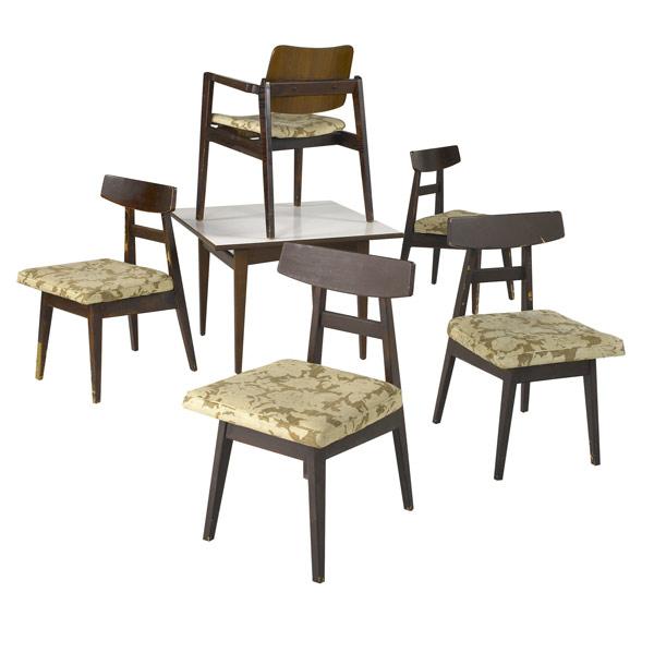 Appraisal: JENS RISOM Six pieces five chairs four side- and one