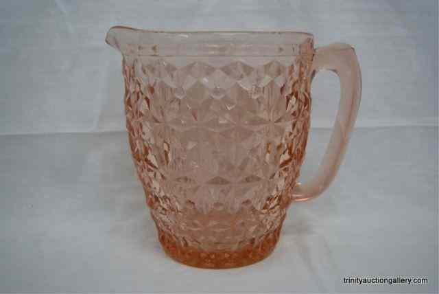 Appraisal: Vintage Jeanette Glass Pink oz PitcherIn the Holiday pattern by