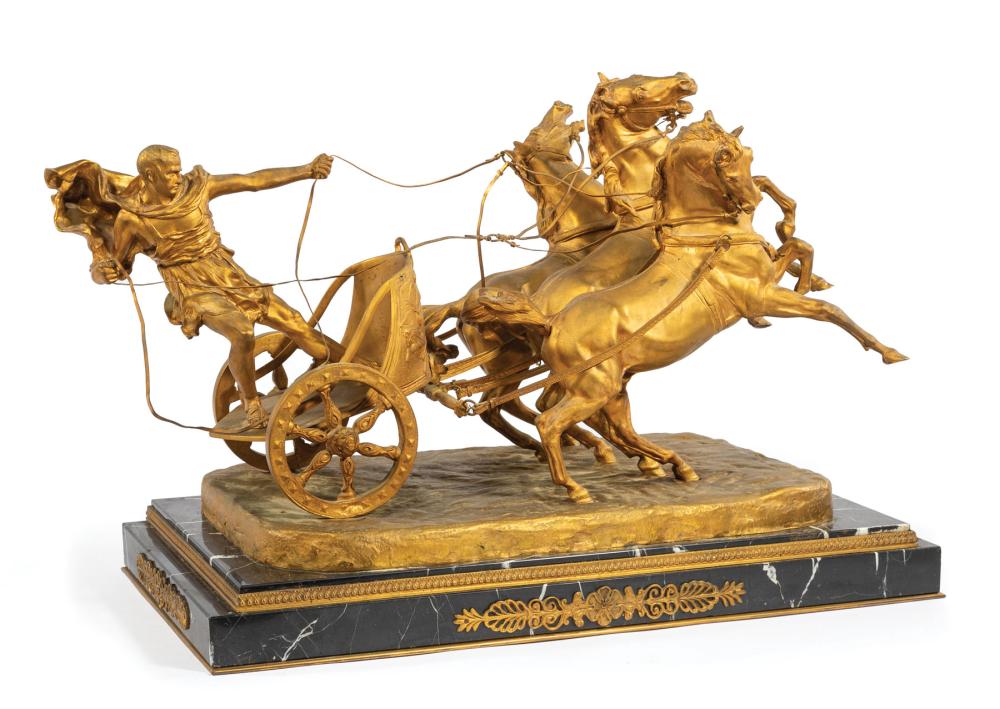 Appraisal: Angiolo Vanetti Italian - Gladiator on Chariot Pulled by Three