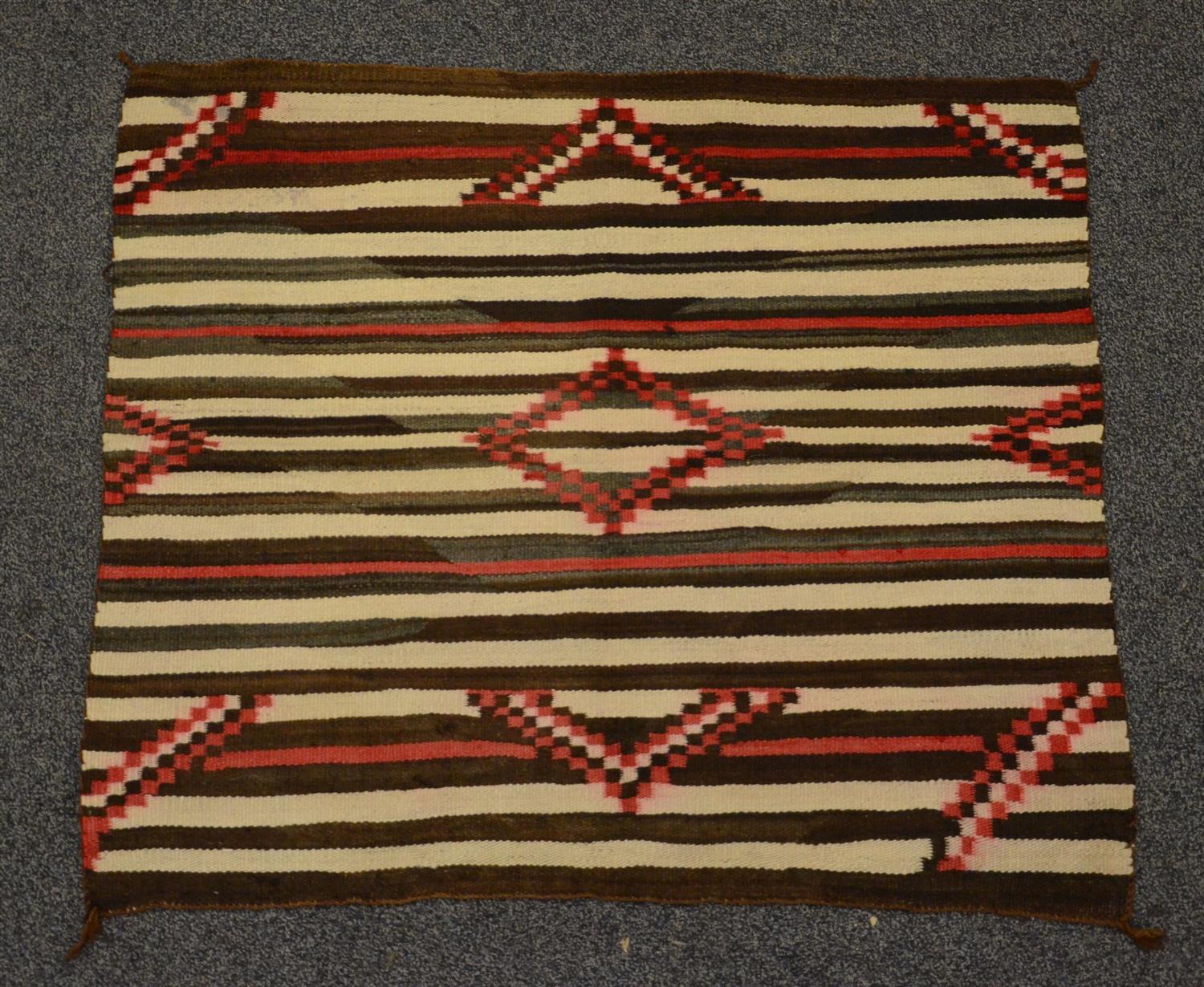 Appraisal: x Native American rug striped pattern