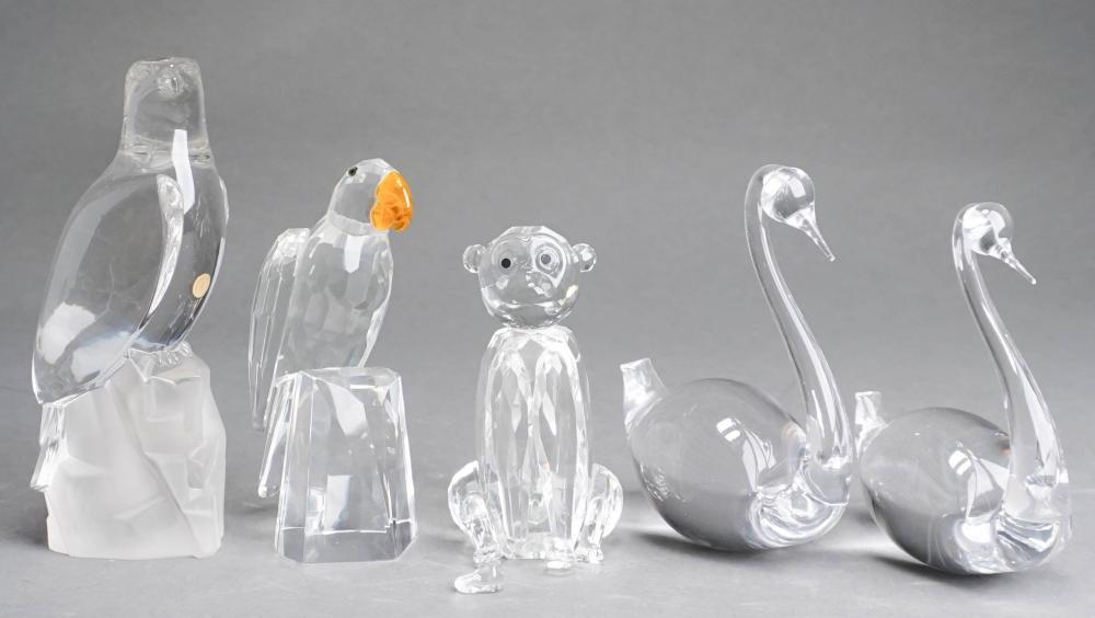 Appraisal: FIVE CRYSTAL ANIMAL FIGURINES ONE DAMAGED Five Crystal Animal Figurines