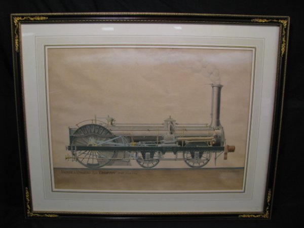 Appraisal: Hand colored engraving titled Machine A Voyageurs type Crampton Echelle