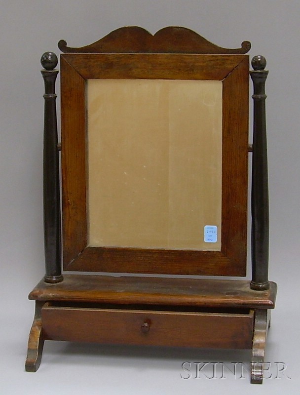 Appraisal: Part-Ebonized Pine Dressing Mirror Stand with Drawer