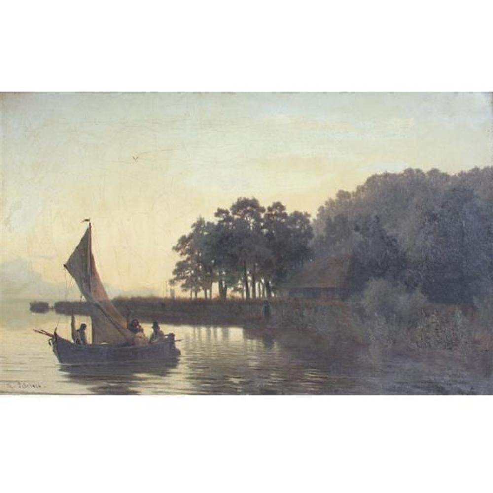 Appraisal: RUDOLF PETEREIT GERMAN TH CENTURY FIGURES IN A SMALL SAILBOAT