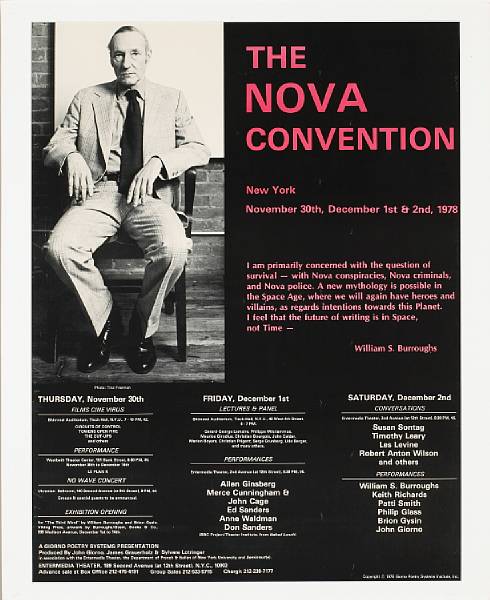 Appraisal: BURROUGHS WILLIAM S The Nova Convention poster on paper matted