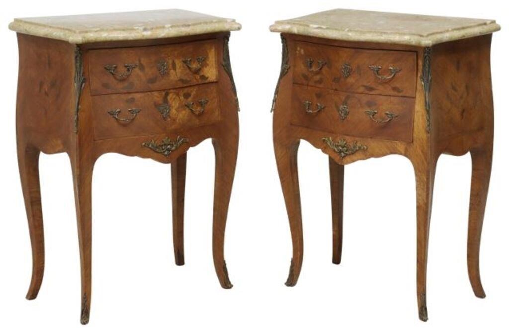 Appraisal: pair French Louis XV style bedside cabinets early thc having