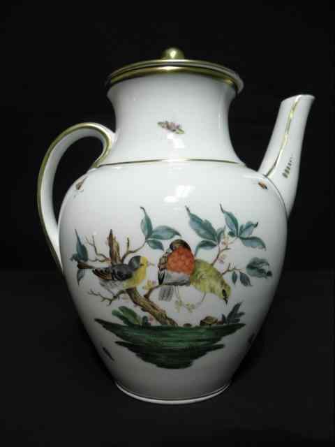 Appraisal: KPM porcelain hand painted teapot Depicts birds and bugs outside