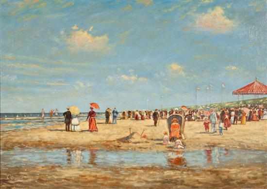 Appraisal: Cornelius Koppenol Dutch - A Day at the Beach oil