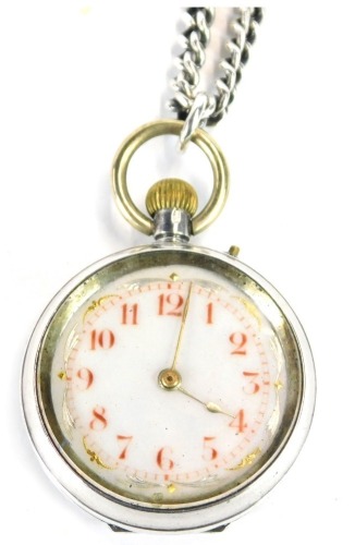 Appraisal: A silver fob watch with a white ceramic dial with