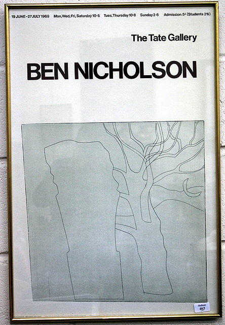 Appraisal: A TATE GALLERY POSTER advertising the Ben Nicholson exhibition cm