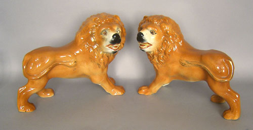 Appraisal: Pair of Staffordshire lions h