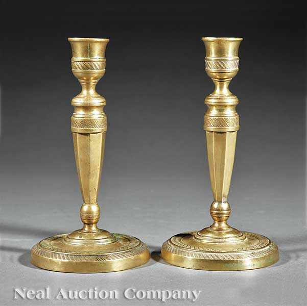 Appraisal: A Pair of Charles X Bronze Candlesticks early th c