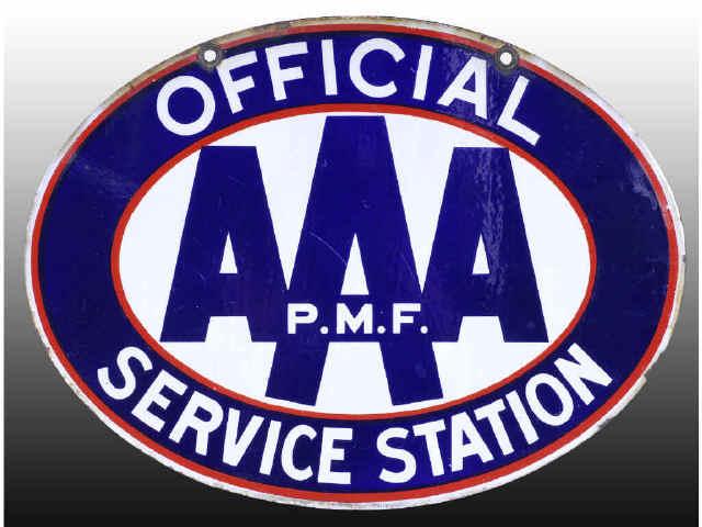 Appraisal: AAA Service Station -Sided Porcelain Sign Description Sidewalk sign s