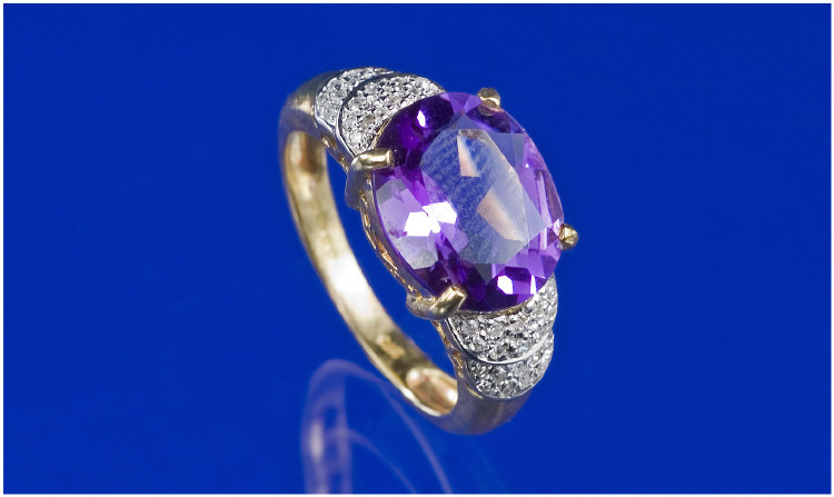 Appraisal: ct Gold Diamond And Amethyst Dress Ring Large Oval Shaped