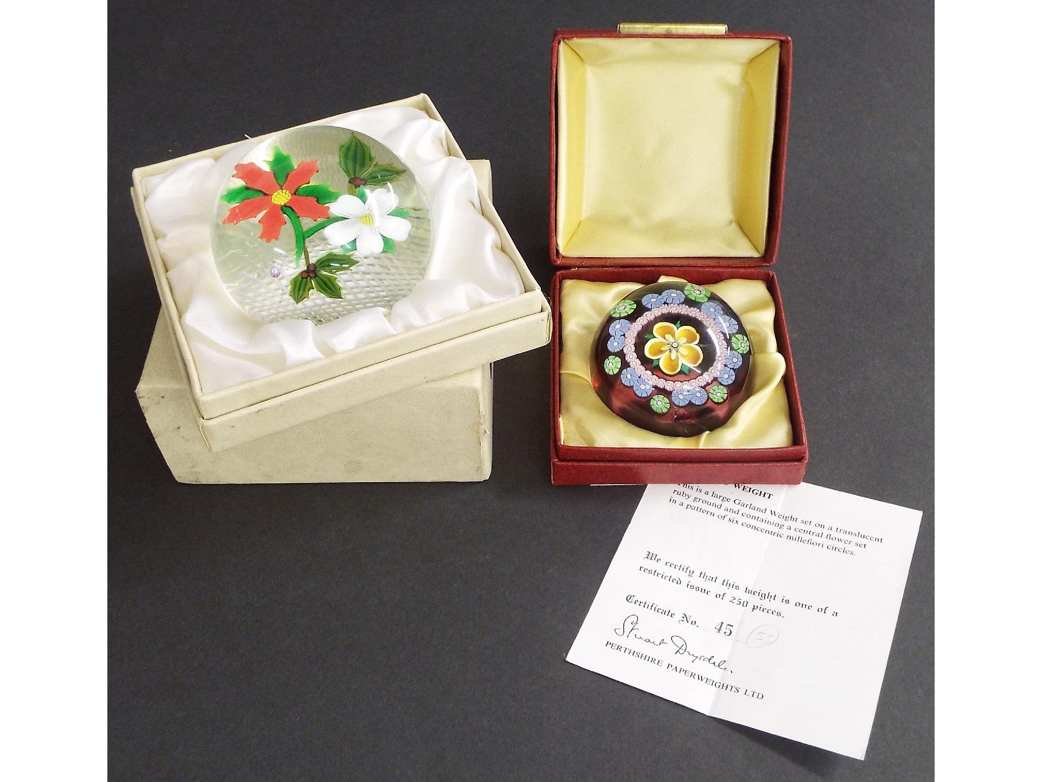 Appraisal: Perthshire Glass 'Garland Weight' glass paperweight limited box and papers