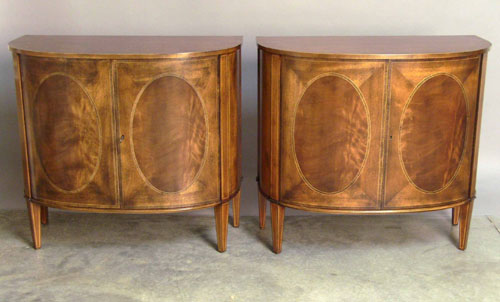 Appraisal: Pair of George III style mahogany demilune cabinets h w