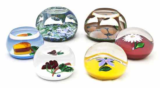 Appraisal: Six St Louis Glass Paperweights comprising three floral examples two