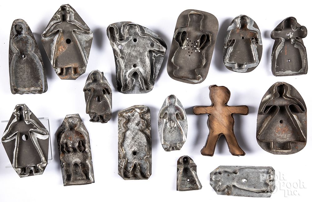 Appraisal: Fifteen tin cookie cutters late th c Fifteen tin cookie