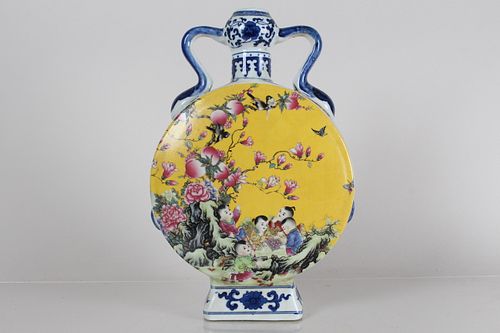 Appraisal: A CHINESE NATURE-SCEEN DUO-HANDLED PORCELAIN FORTUNE VA A Chinese Nature-sceen