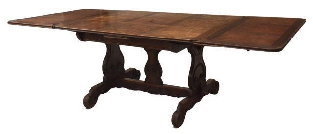 Appraisal: French oak and elm extension table late th c parquetry