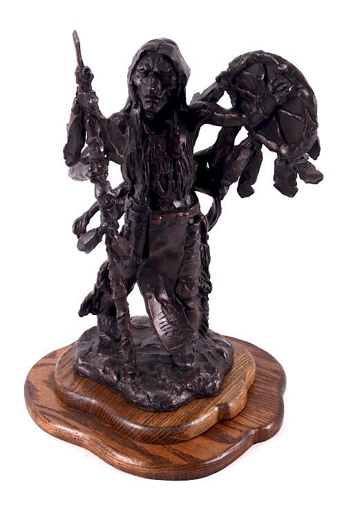 Appraisal: Blackfoot Warrior Gary Schildt Bronze Sculpture For your consideration is