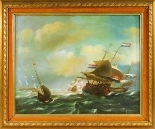 Appraisal: C French Naval Maritime O C Seascape Painting FRANCE CIRCA