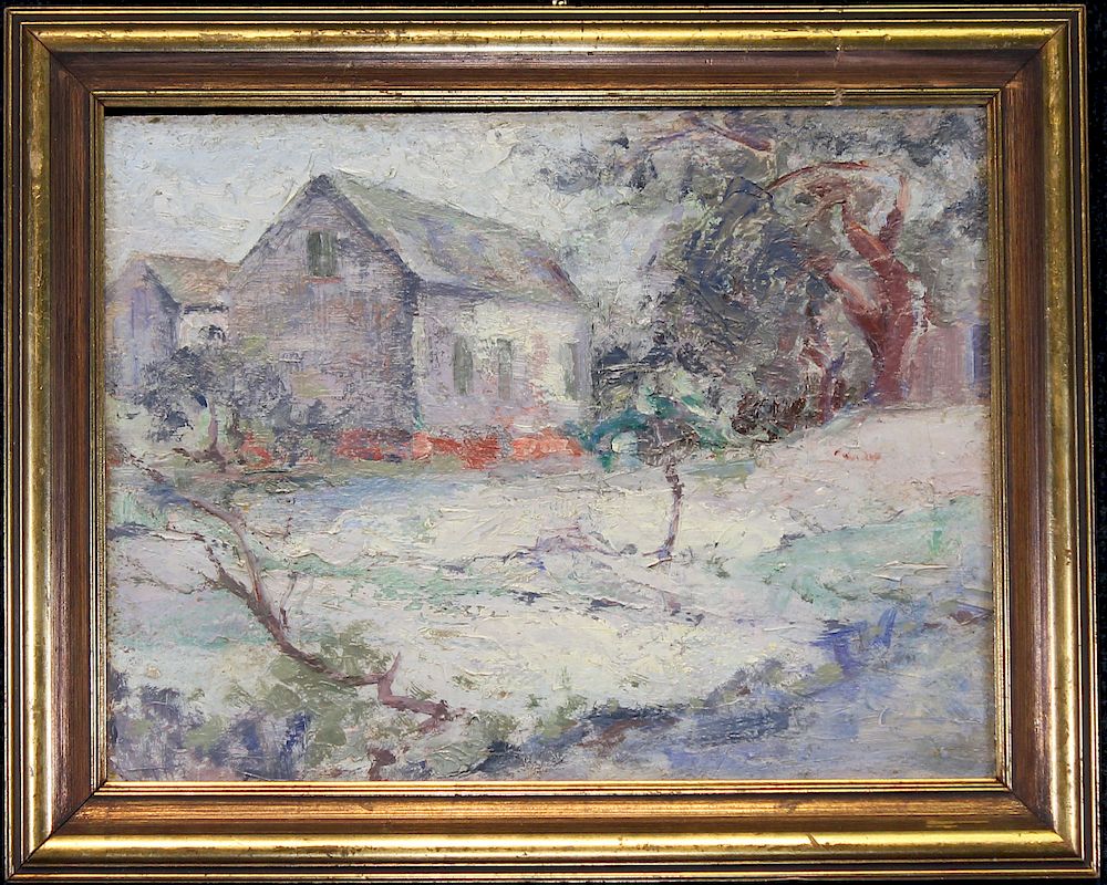 Appraisal: American School th C Painting of a Farmhouse American School