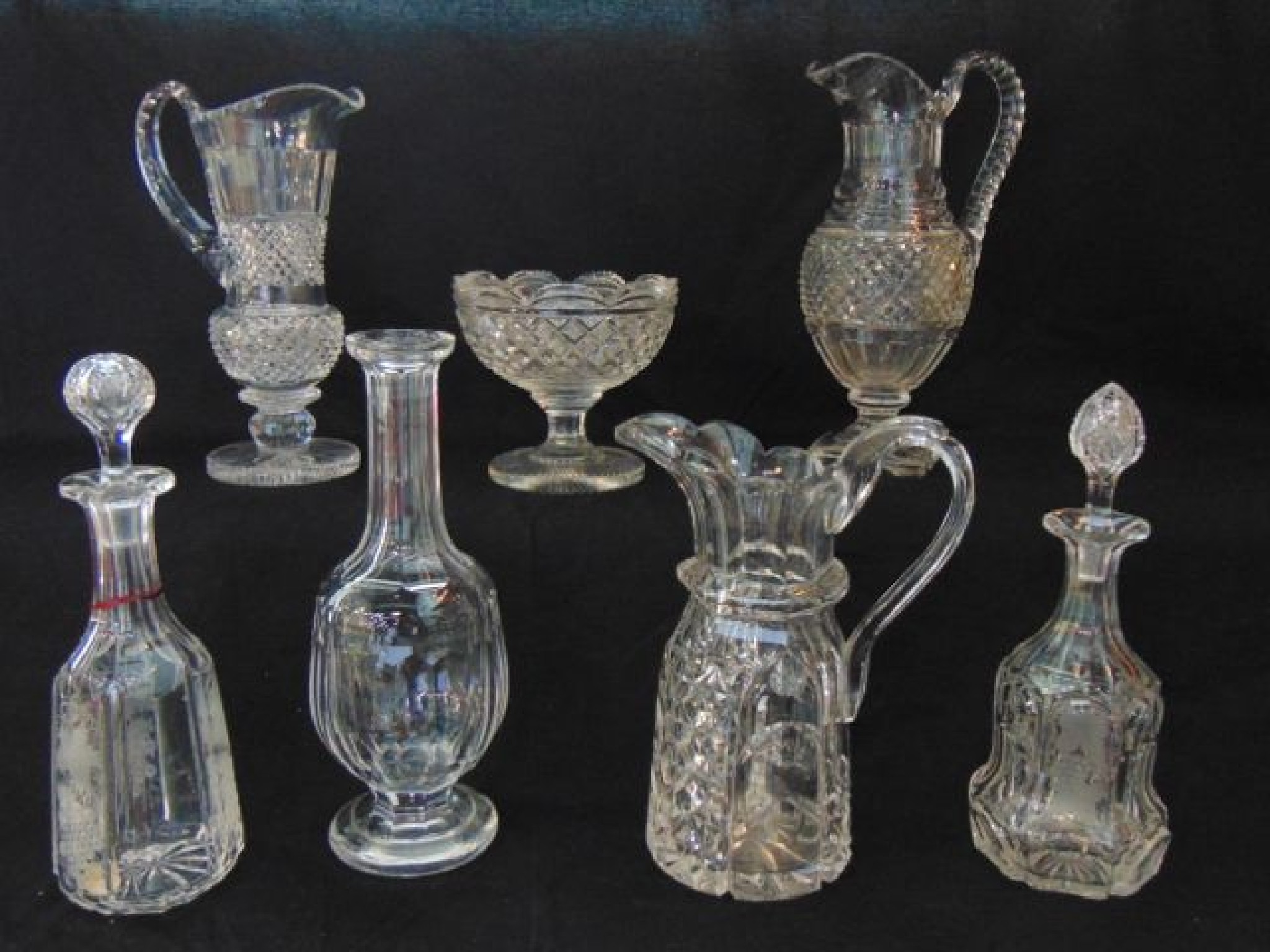 Appraisal: A good quality th century clear cut glass ewer with