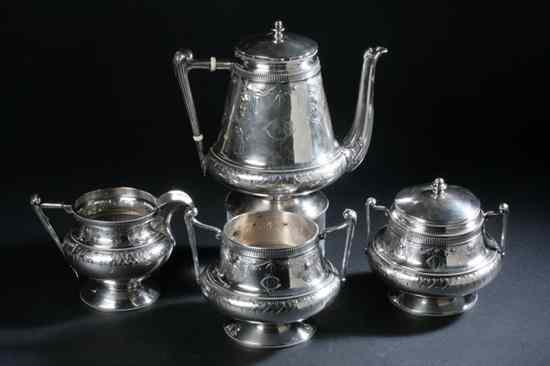 Appraisal: FOUR-PIECE GORHAM AESTHETIC MOVEMENT STERLING SILVER COFFEE SERVICE date mark