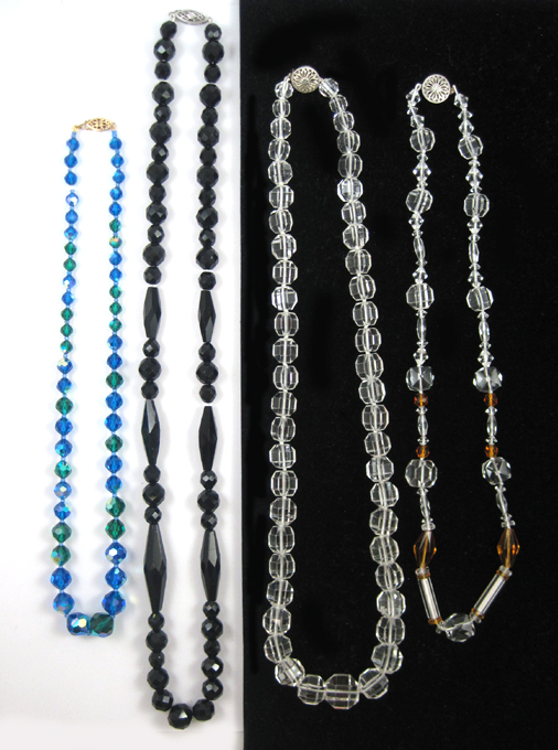 Appraisal: FOUR CRYSTAL BEAD NECKLACES including a - inch necklace with