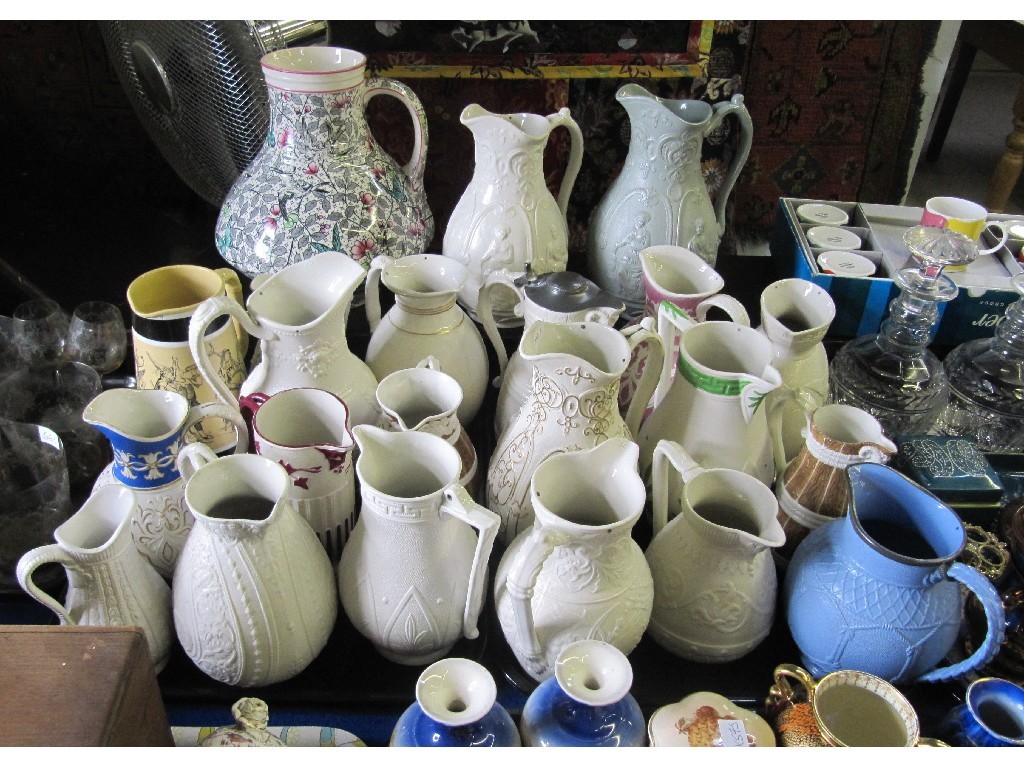 Appraisal: Collection of Brownfield jugs including a transfer printed example titled