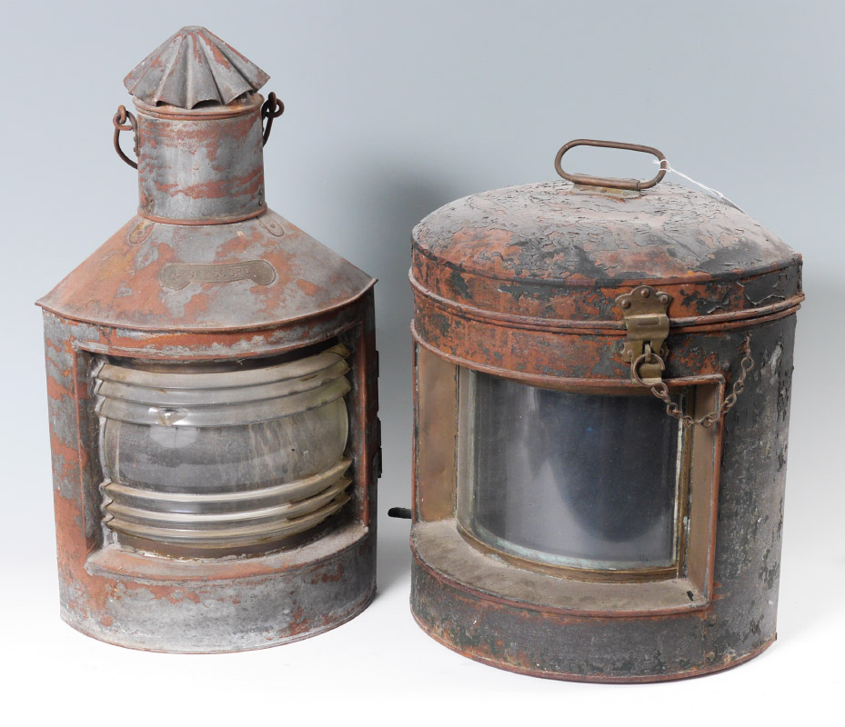 Appraisal: VINTAGE SHIPS LANTERNS pieces total to include Metal corner lantern