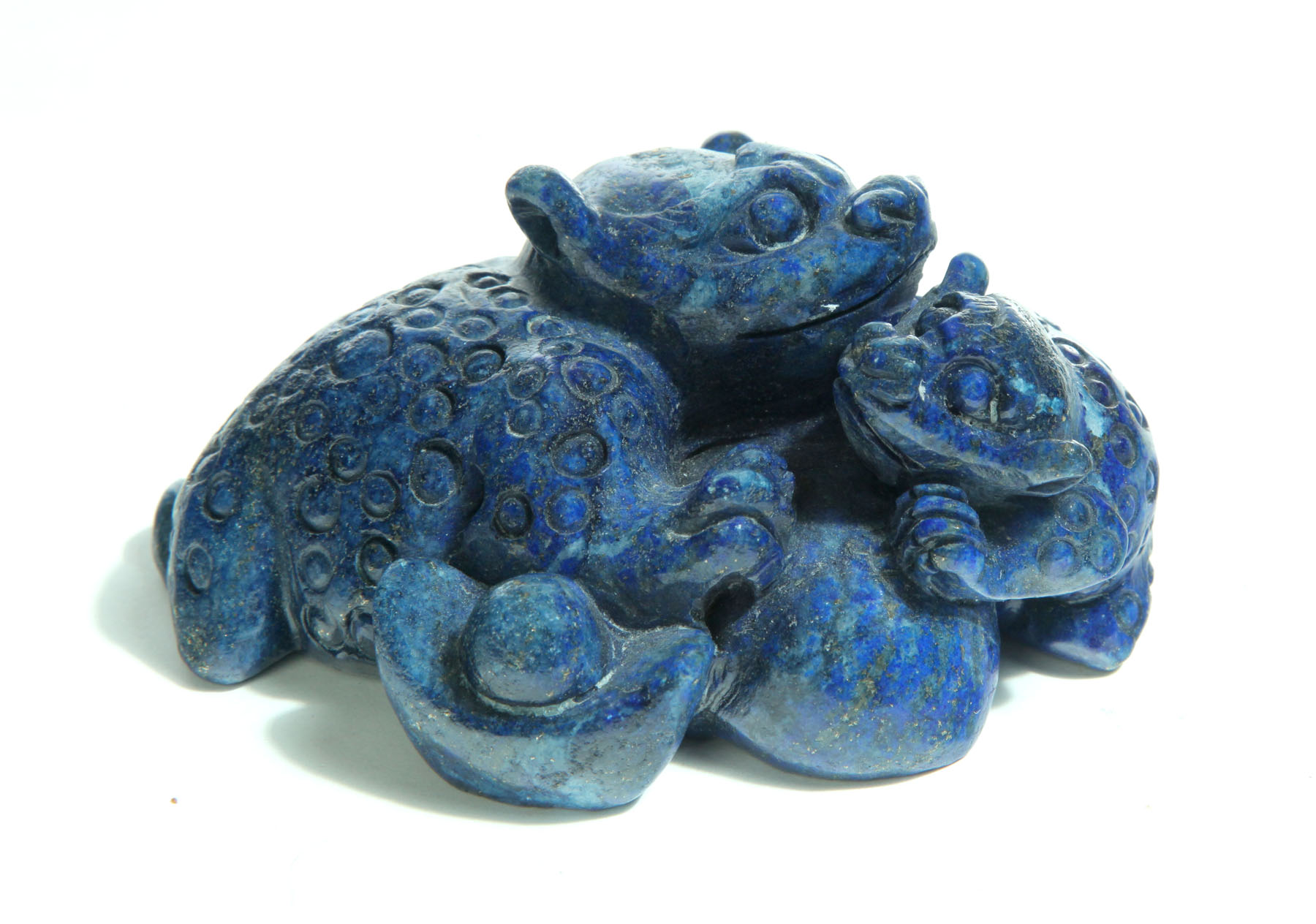 Appraisal: LAPIS LAZULI CARVING China Qing dynasty Two carved beasts and