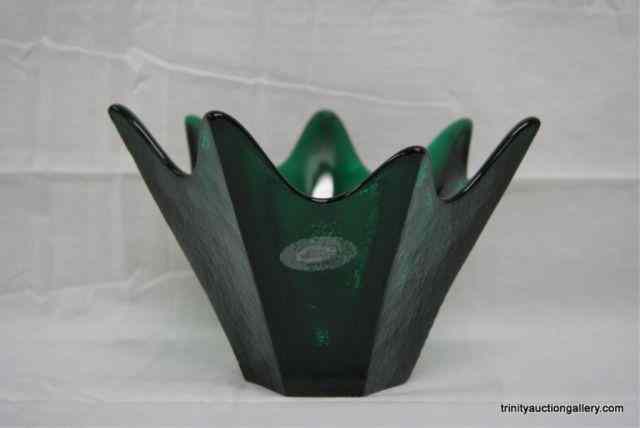 Appraisal: Vintage Blenko Glass Nile Green '' Tulip BowlHand made in