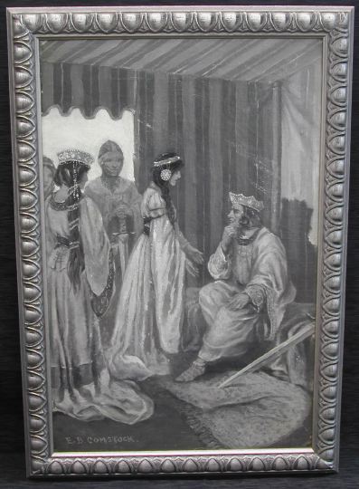 Appraisal: Enos Benjamin Comstock American - A Scene from Camelot grisaille