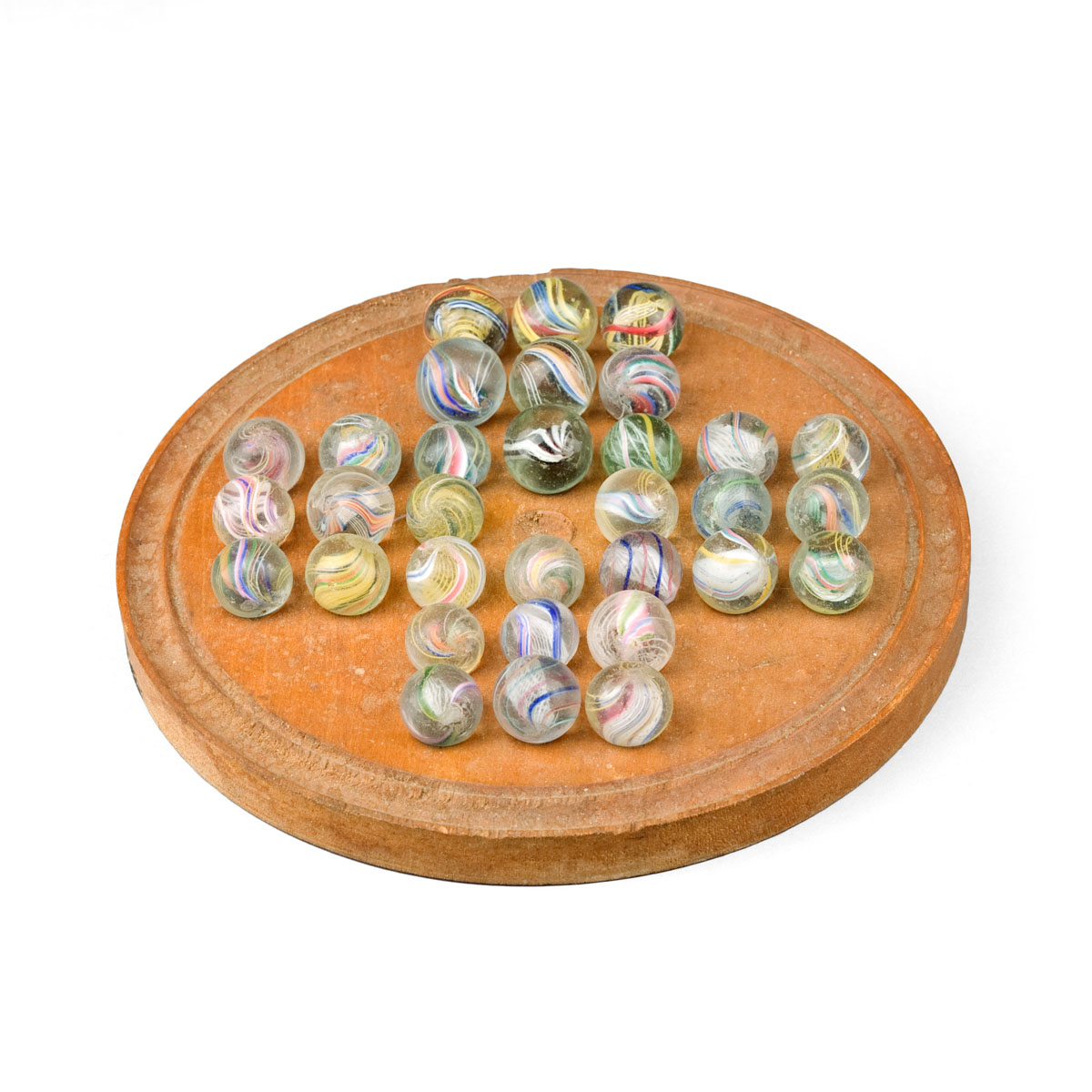 Appraisal: COLLECTION OF GLASS SWIRL MARBLES TOGETHER WITH A WOODEN GAMEBOARD