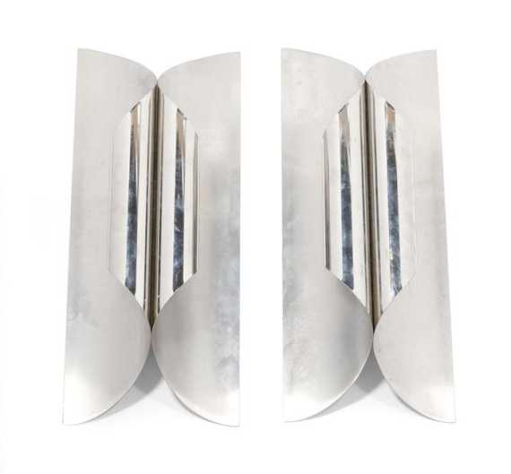 Appraisal: MAISON CHARLES attributed to PAIR OF SCONCES circa Brushed polished