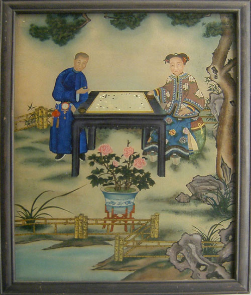 Appraisal: Two Chinese reverse paintings x and x