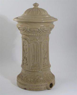 Appraisal: A Doulton Lambeth stoneware water-filter designed by George Tinworth flaring