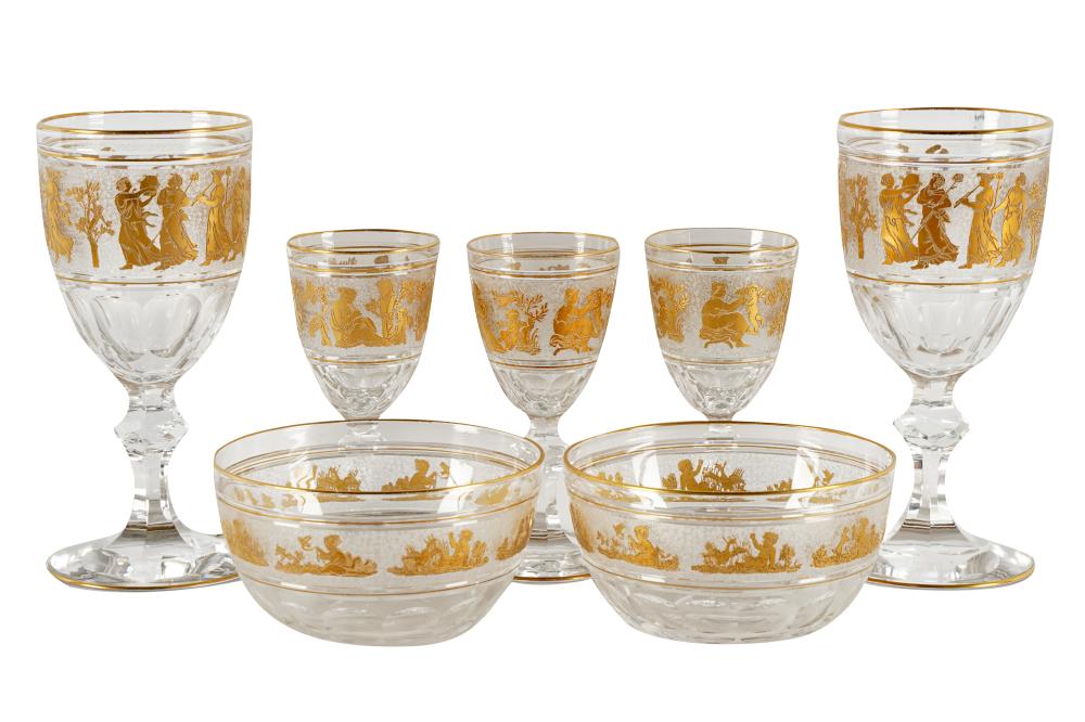 Appraisal: LOT OF GILT DECORATED CRYSTAL STEMWAREcomprising wine goblets inches high