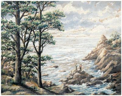 Appraisal: Fernando L Golsch gouache California - two fishermen along the