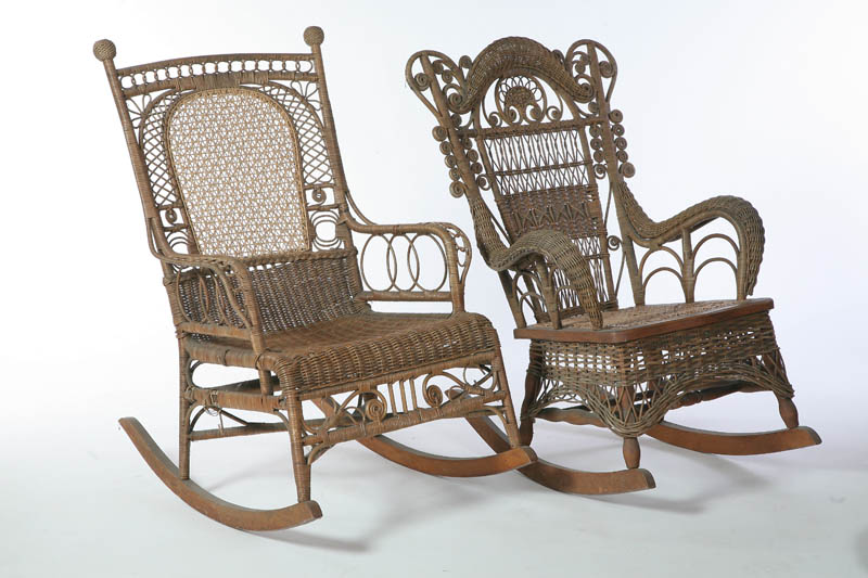 Appraisal: TWO VICTORIAN WICKER ROCKERS American late th-early th century wicker